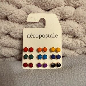 Aeropostale Vibrant Colorful Stud Earrings Set